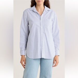 Frank & Eileen Joedy Boyfriend‎ Cotton Button-Up Shirt BLUE WHITE CHECK NEW SZ S